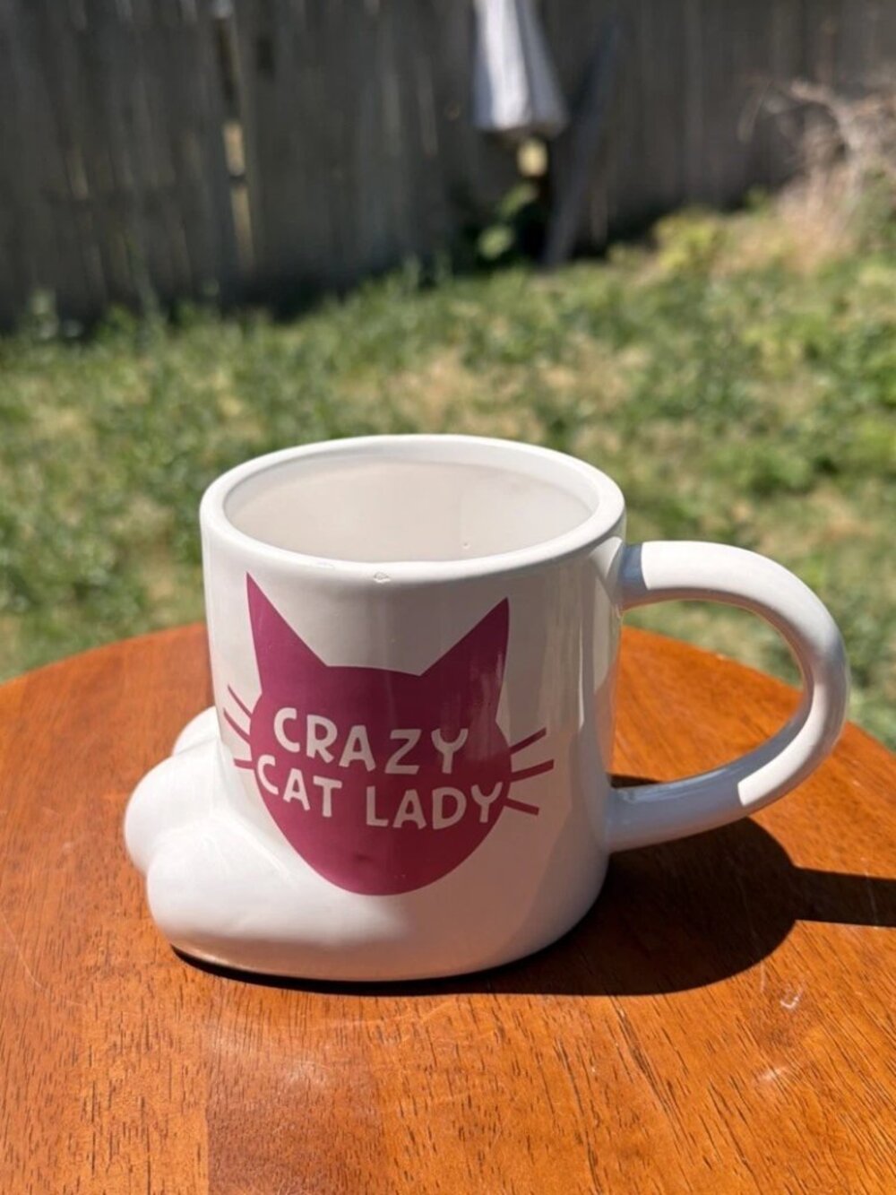 Crazy Cat Lady Cat Paw Shaped Coffee Mug - White/Pink by Big Mouth Inc.